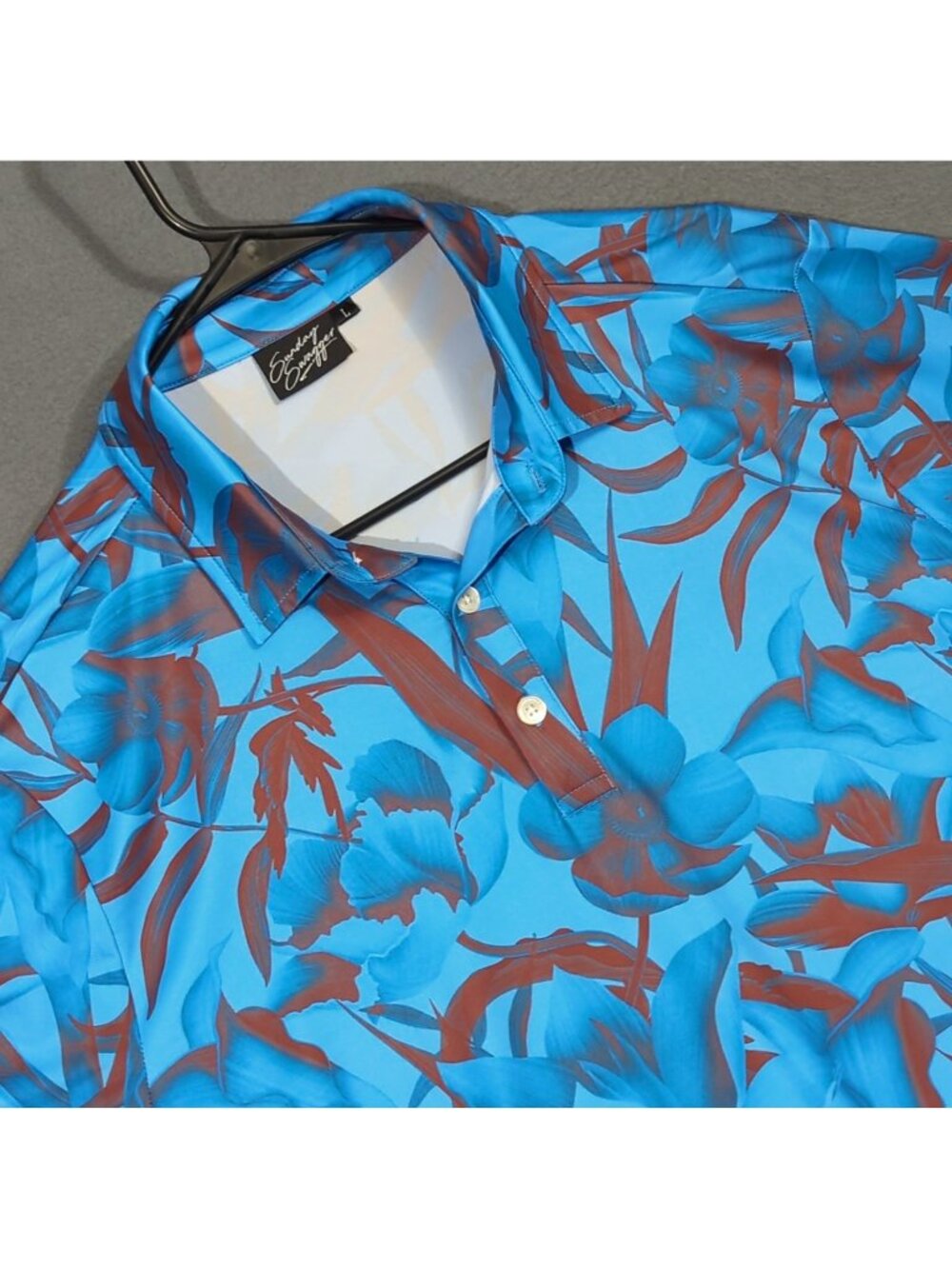 Sunday Swagger Polo Shirt Men's L Blue Short Sleeve Performance Golf Stretch